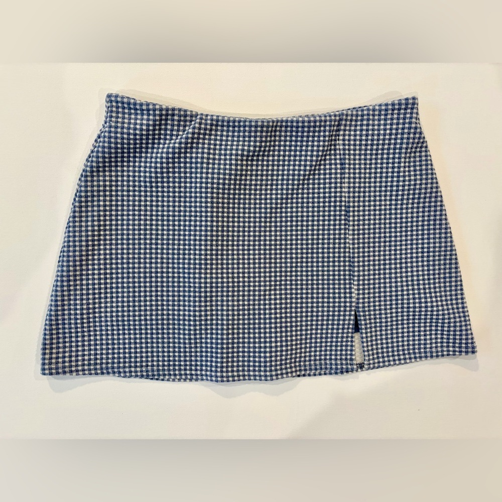 American Eagle Gingham Skort Plaid Navy White Checkered Mini Skirt Shorts Large